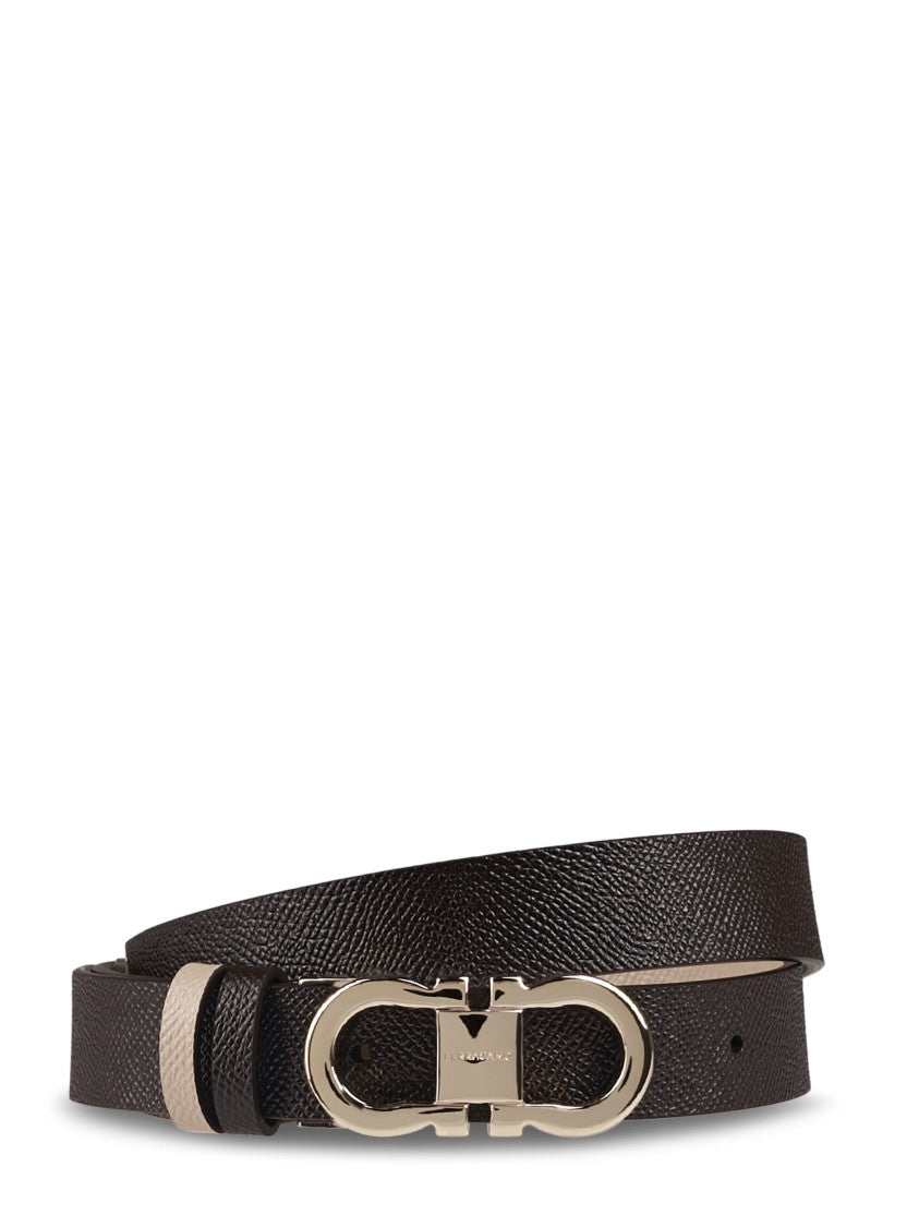 Ferragamo Textured Calf Leather Belt With Polished Buckle