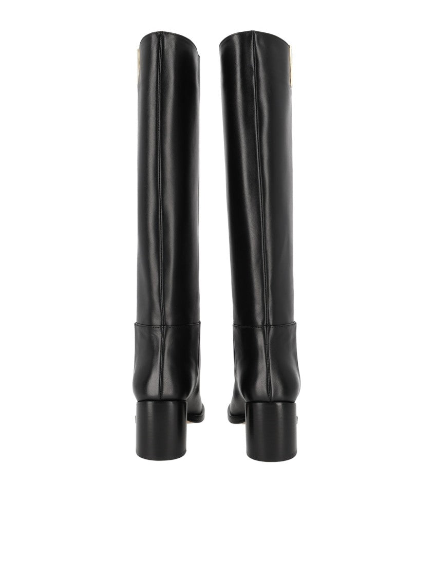 Via Roma 15 Black New Semplice Leather Knee-High Boots