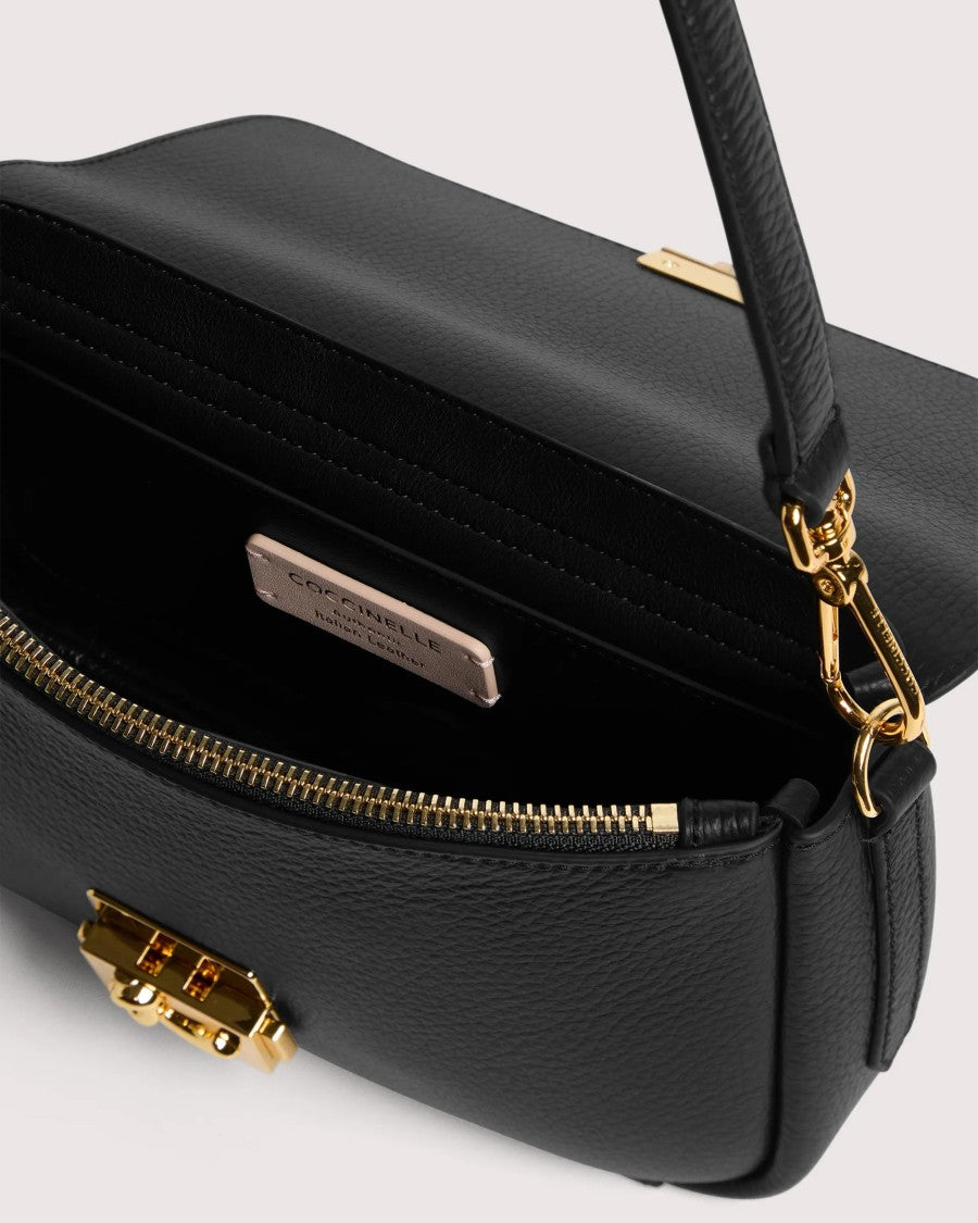 Coccinelle C-Me Lock Grain Leather Shoulder Bag