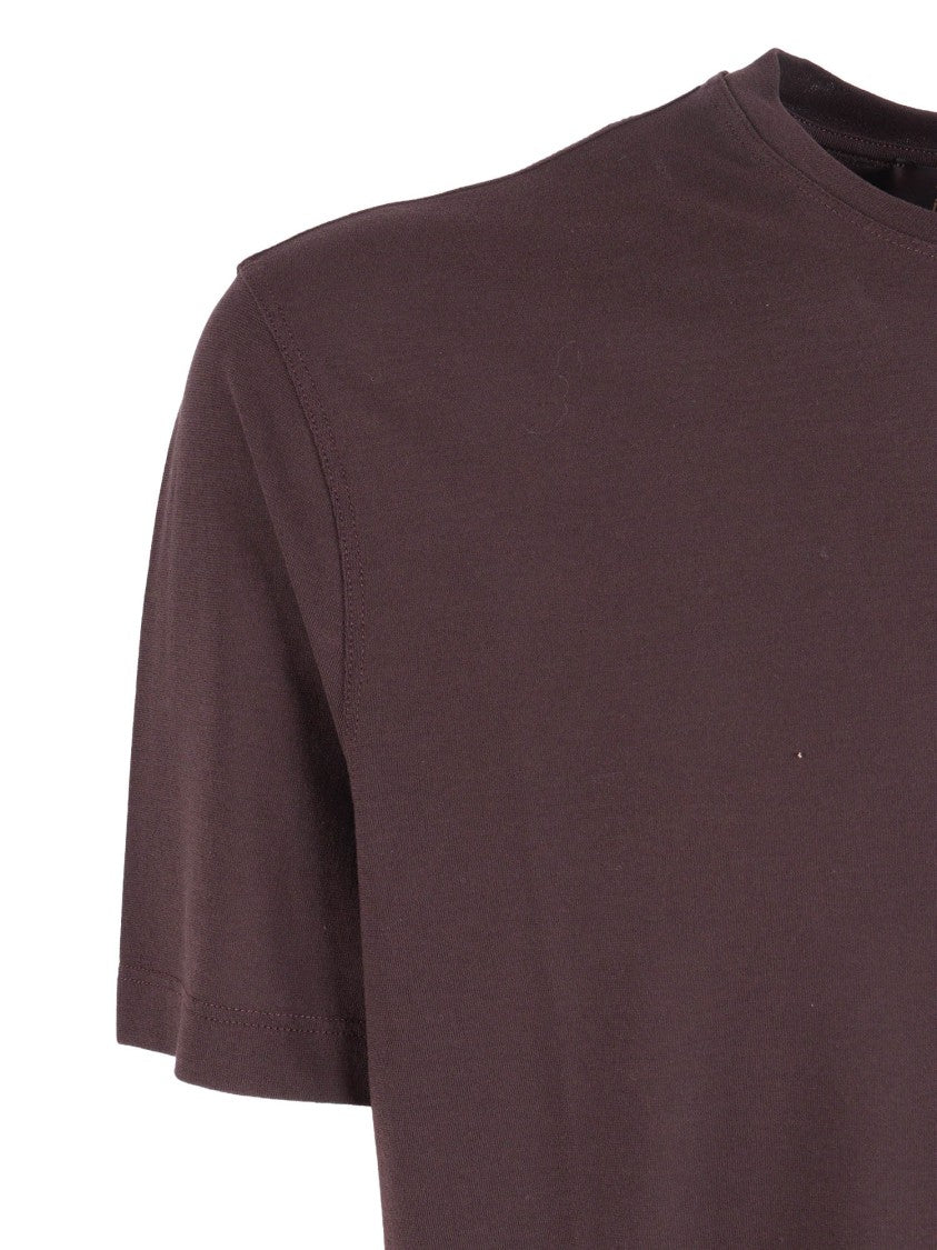 Slowear Zanone Brown Cotton Crew Neck T-Shirt
