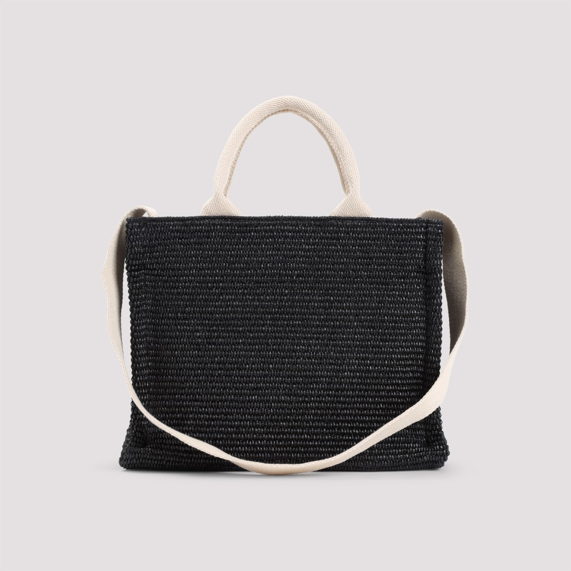 Marni Black/Natural Textured Raffia Tote Bag