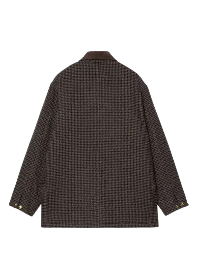 Carhartt Wip Brown Lowis Houndstooth Poly-Wool Quilted Chore Coat