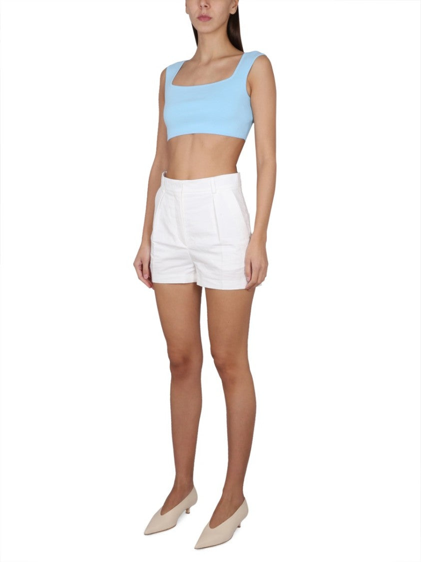 Max Mara Square Neck Crop Top In Lightweight Cotton