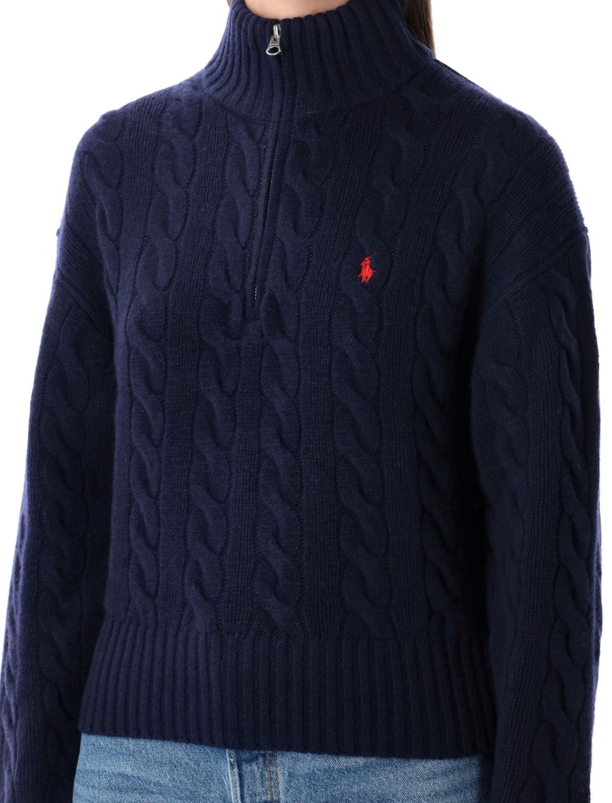 Polo Ralph Lauren Cable-Knit Wool-Blend Half-Zip Sweater