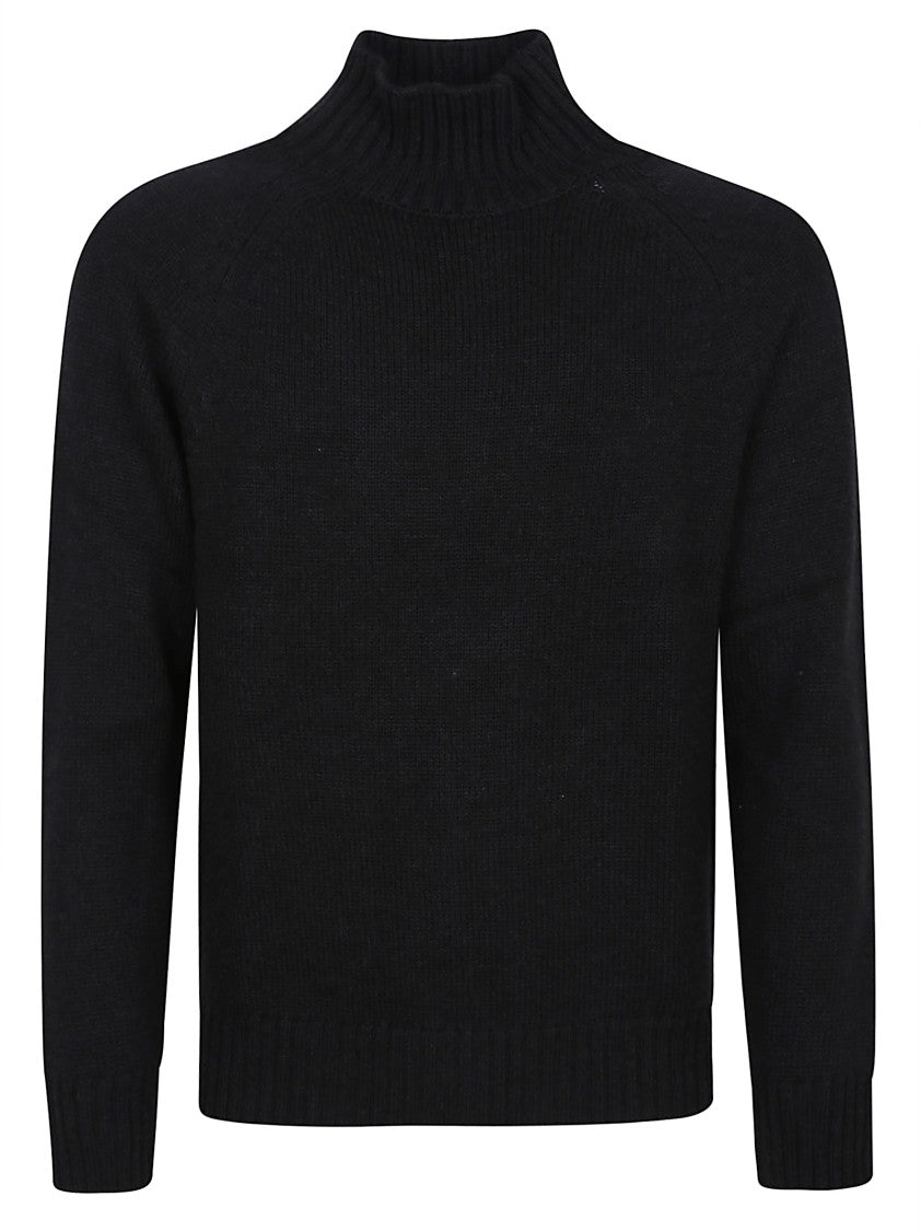 Eleventy Mock Neck Sweater With Ribbed Details And Italian Craftsmanship
