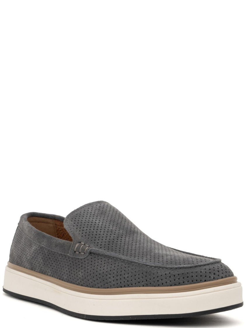 Sergio Moretti Perforated Suede Slip-On Trainers With Rubber Sole
