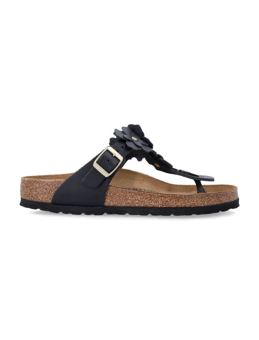 Birkenstock Gizeh Floral Applique Leather Sandals