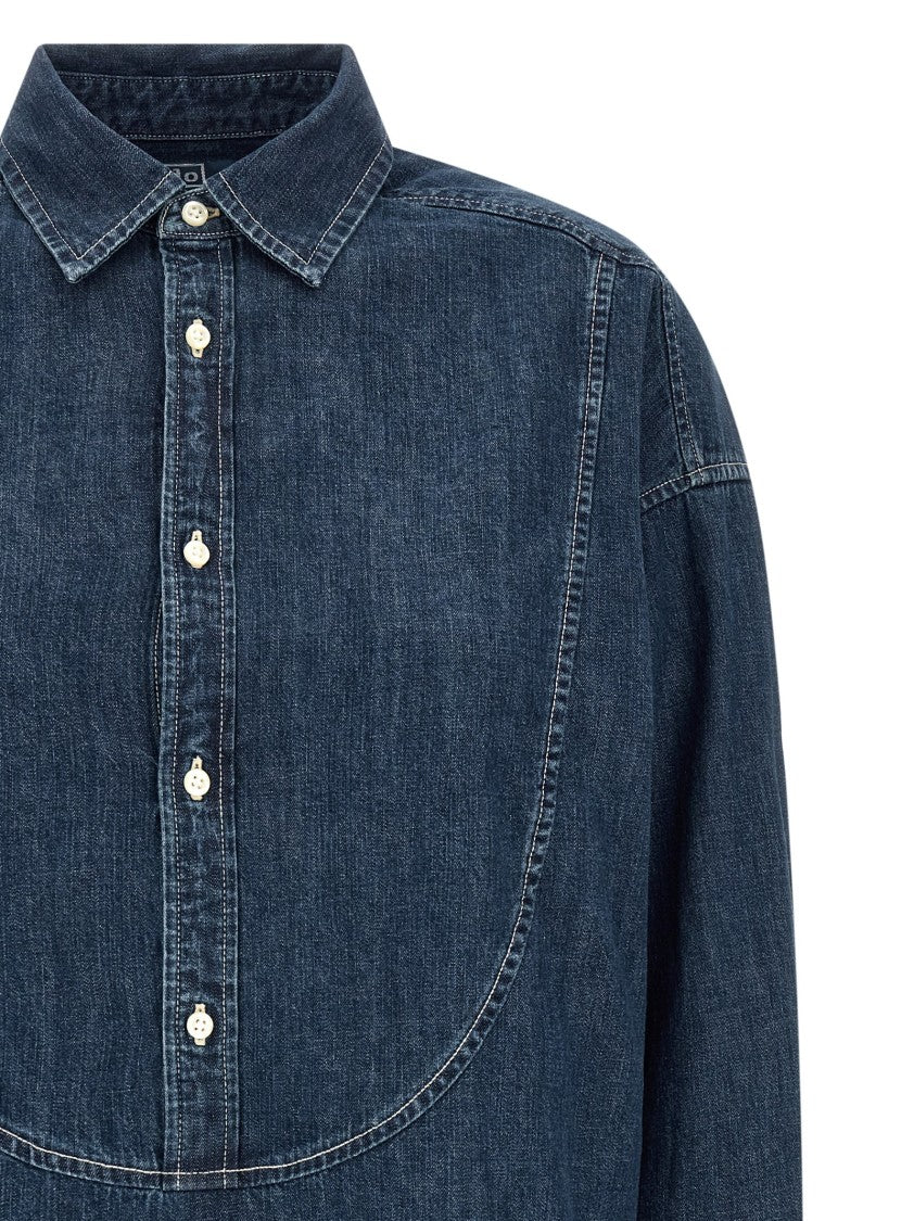 Polo Ralph Lauren Cotton Denim Shirt With Trompe L'oeil Plastron