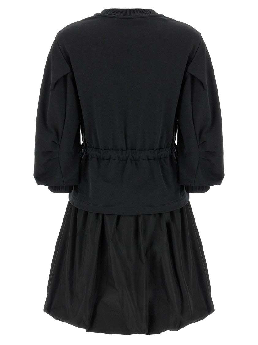 Moncler Balloon-Style Dress With Brushed Cotton Top And Drawstring Waist