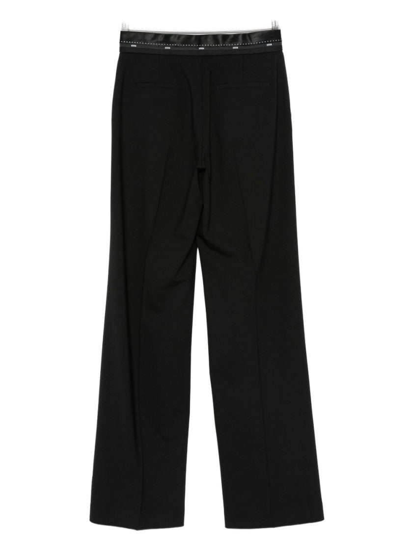 Msgm Straight-Leg Pants With Glossy Trim