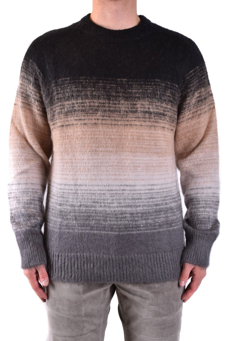 Laneus Multicolor Gradient Knit Sweater Fuzzy Texture