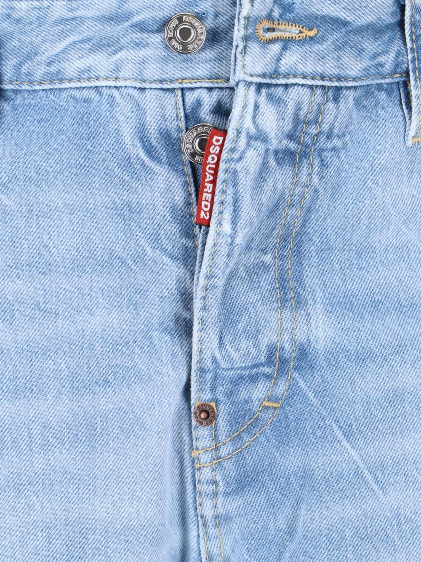 Dsquared2 Light Blue Straight-Cut Denim Logo Jeans