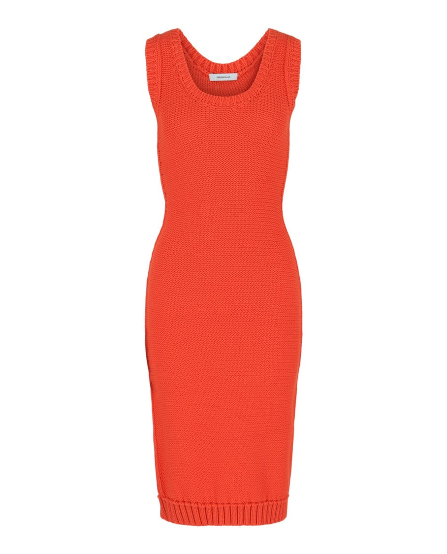 Ferragamo Sleeveless Midi Ribbed Dress