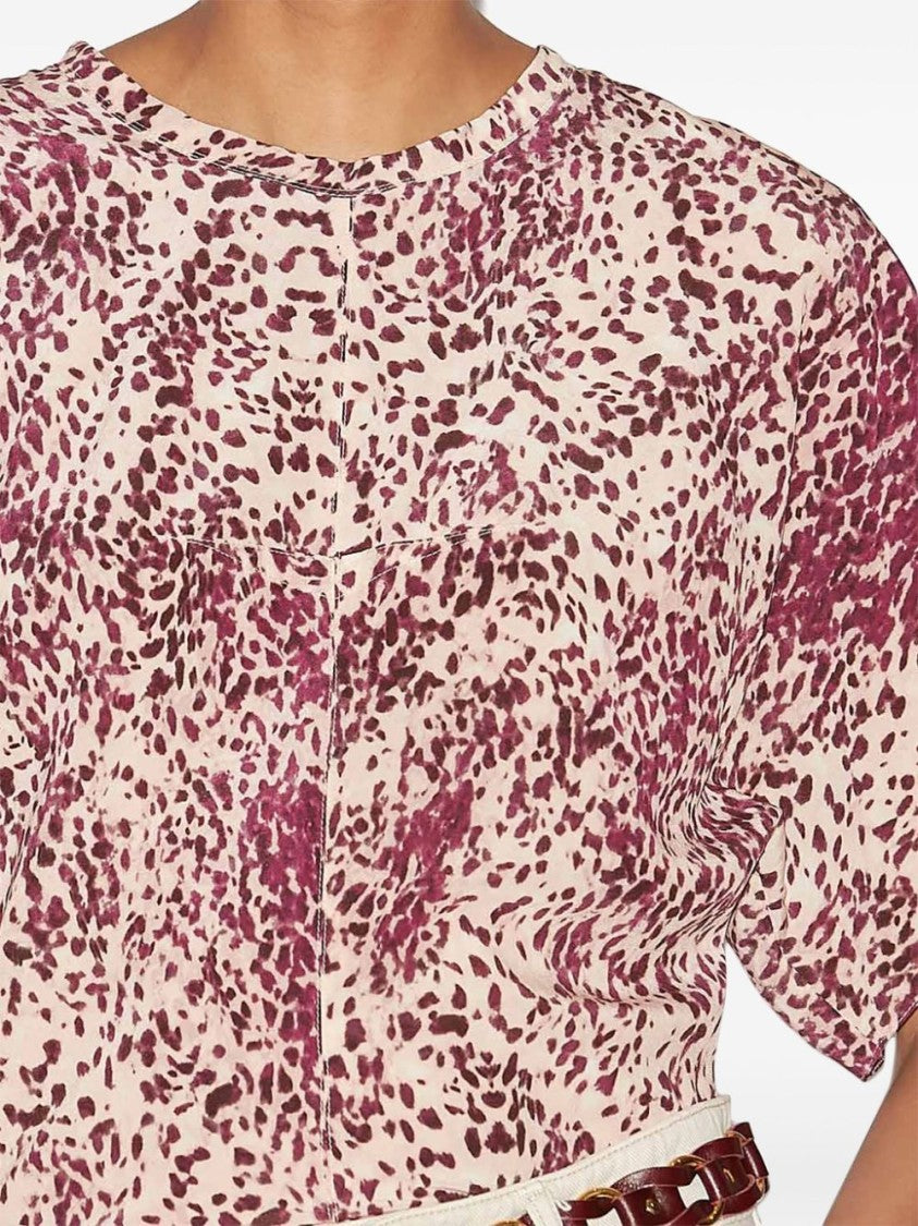 Isabel Marant Abstract Print Top With Puffed Sleeves