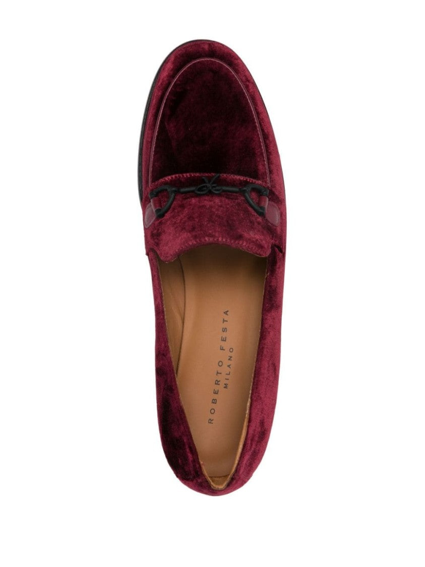Roberto Festa Bordeaux Red Velvet Slip-On Flats