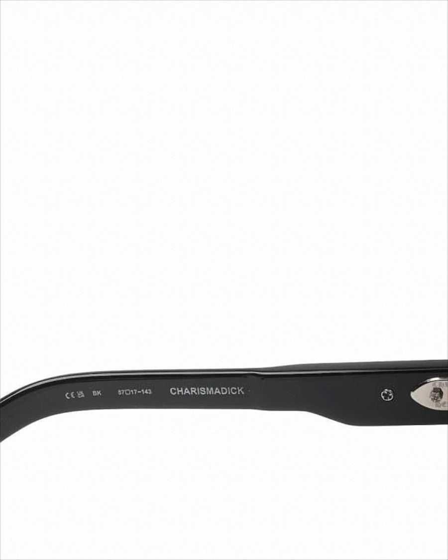 Chrome Hearts Rectangular Black Acetate Sunglasses With Silver Accents