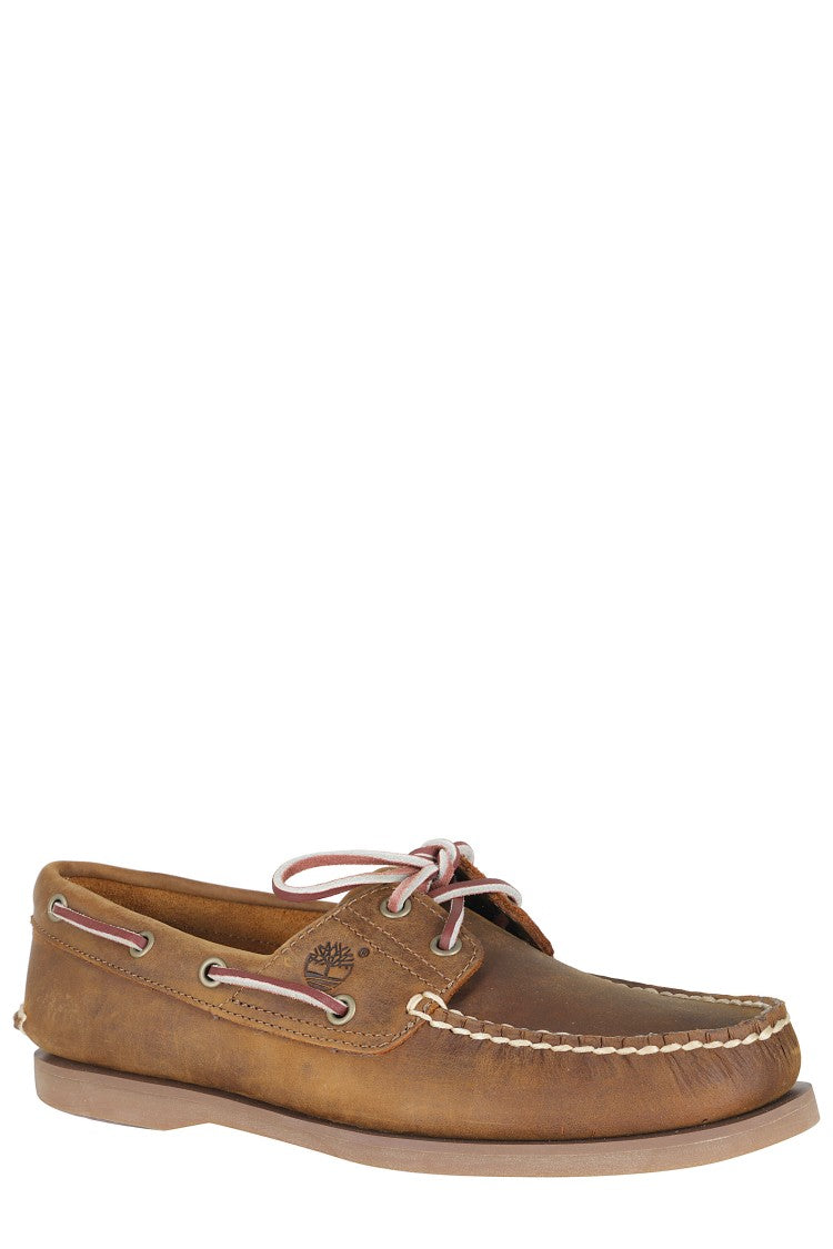 Timberland Brown Classic Crude Leather Laces Leather Boat Shoes
