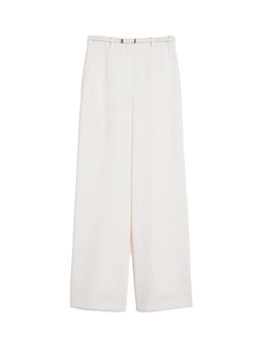 Max Mara Ivory Wide-Leg Trousers With Classic Fit