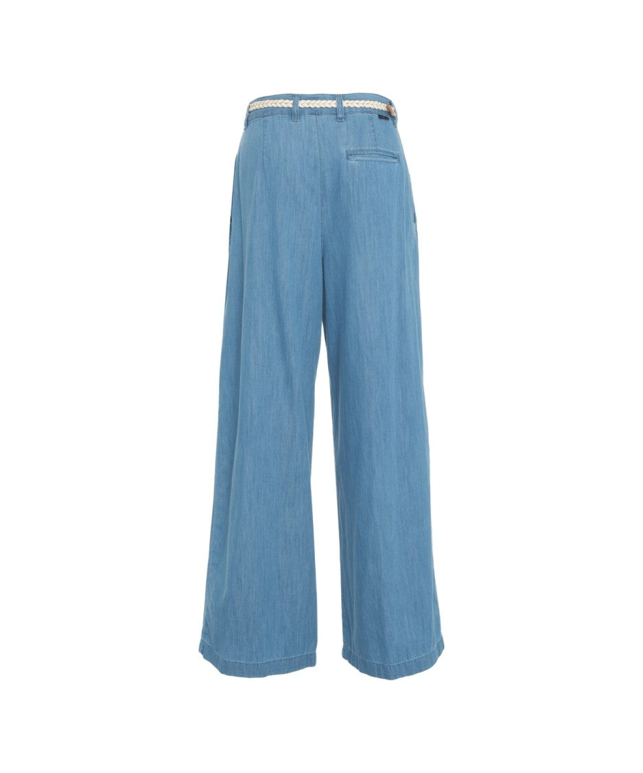 Liu Jo Flared Pants With Buckled Waist Belt