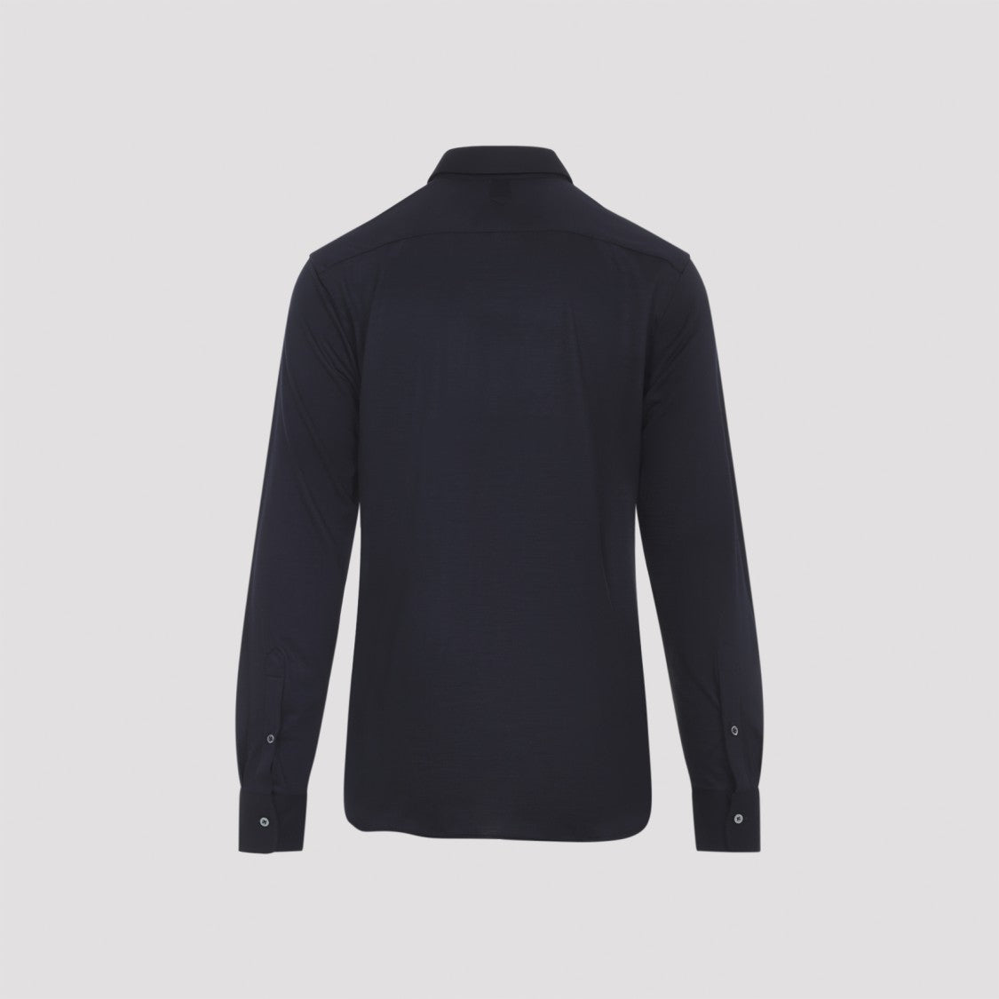 Canali Pointed Collar Black Wool Formal Shirt