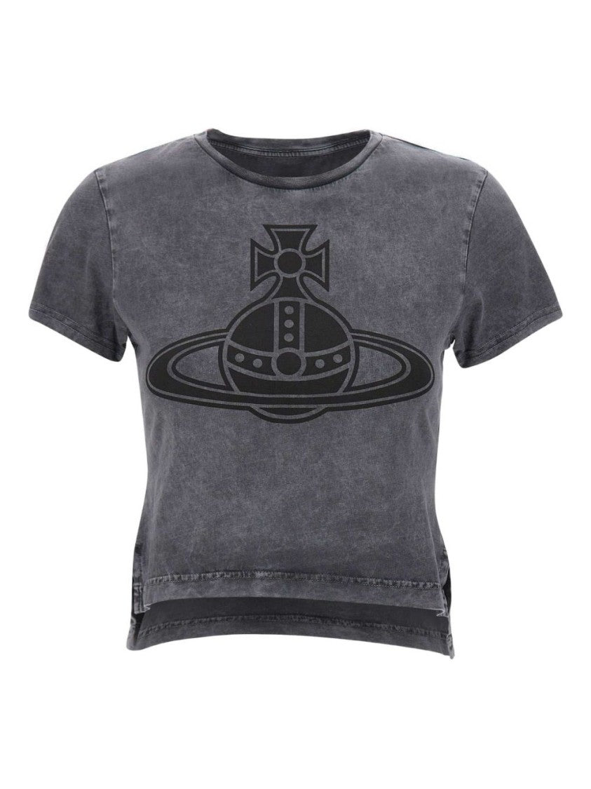 Vivienne Westwood Cropped Grey Crew Neck Top
