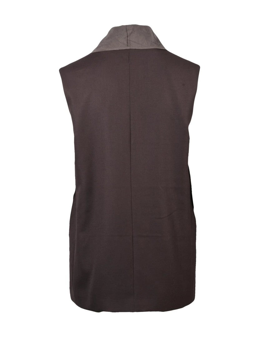 Alysi Chocolate Virgin Wool-Blend Vest