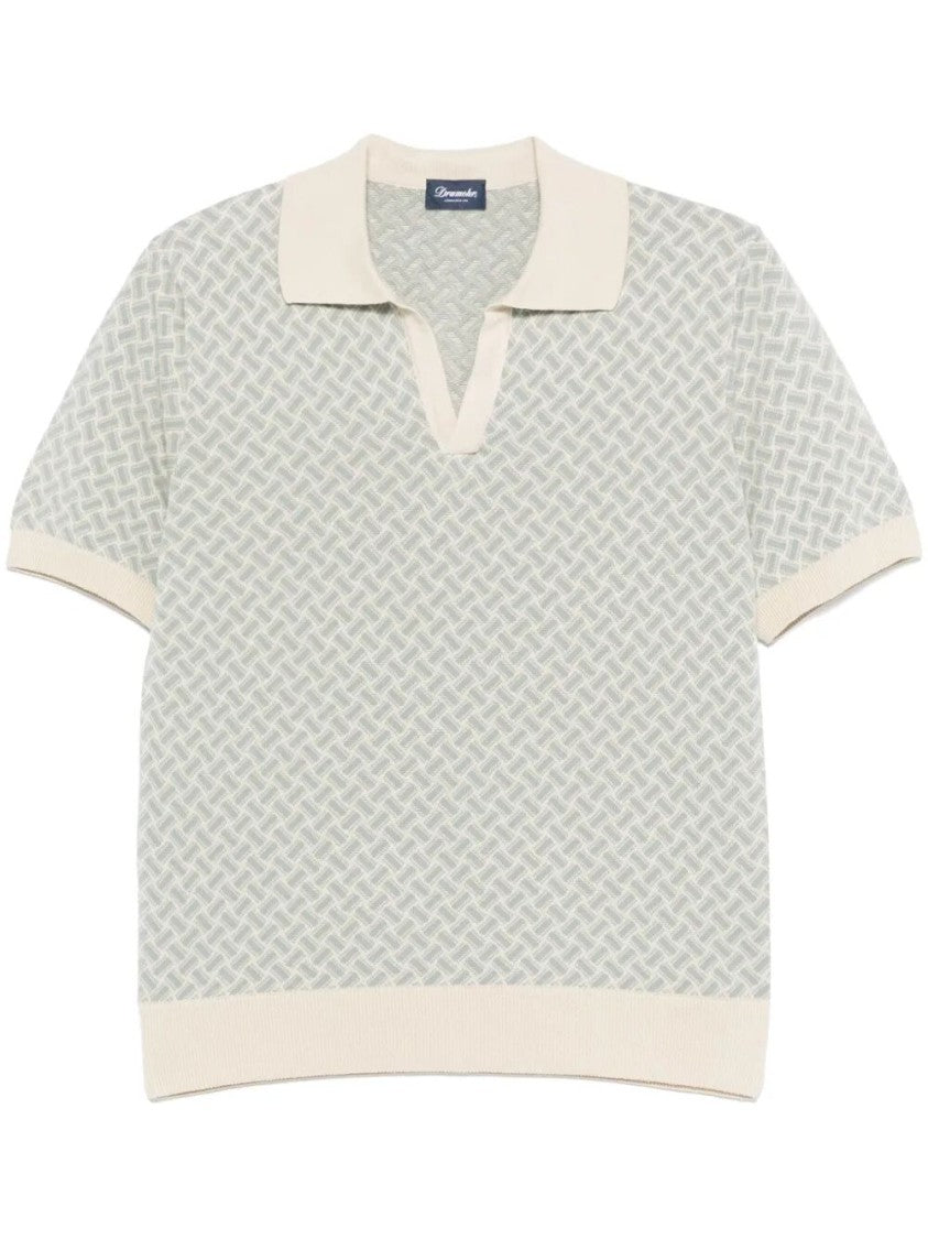 Drumohr Textured Geometric Short Sleeve Polo