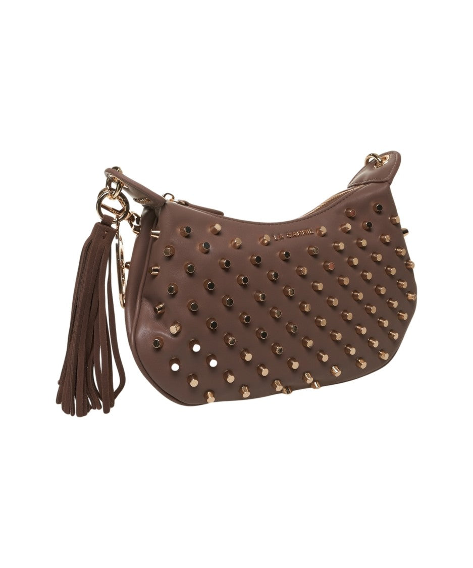 La Carrie Shoulder Bag In Smooth Faux Leather With Metallic Studs