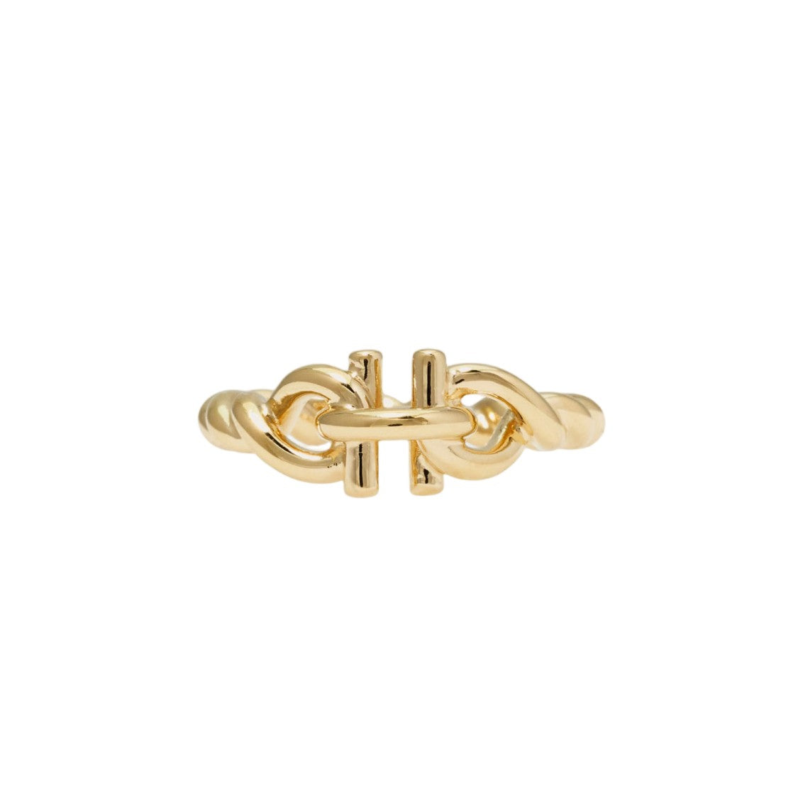 Salvatore Ferragamo Gold Torchon Engraved Logo Brass Ring