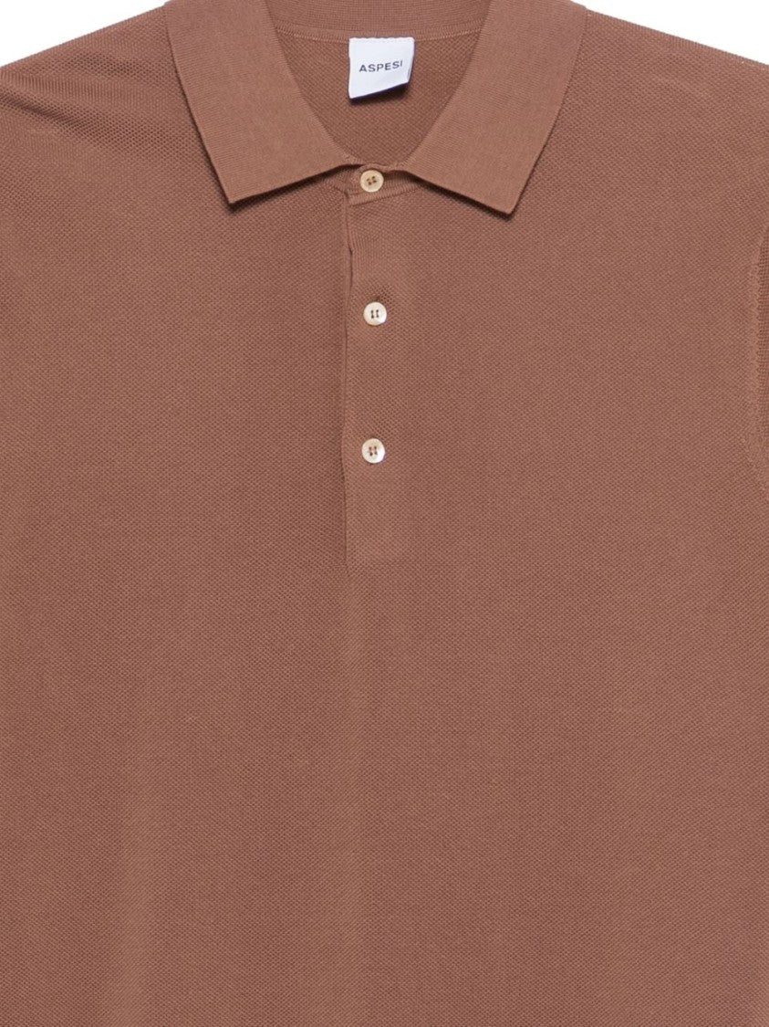 Aspesi Relaxed-Fit Textured Brown Polo