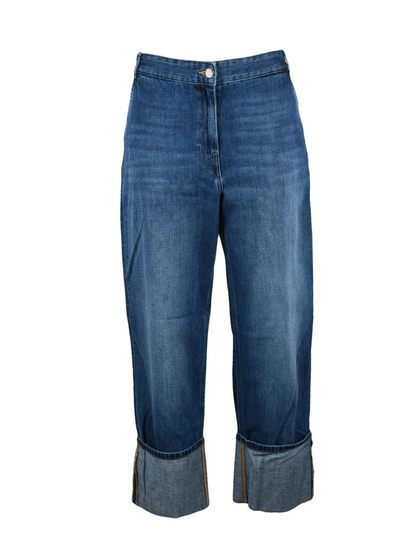 Icona Blue Baggy Over Leg Cotton Jeans