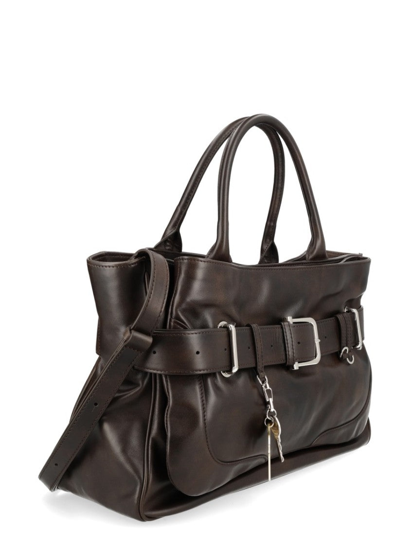 Osoi Dark Brown Brocle Buckled Belt Tote Bag