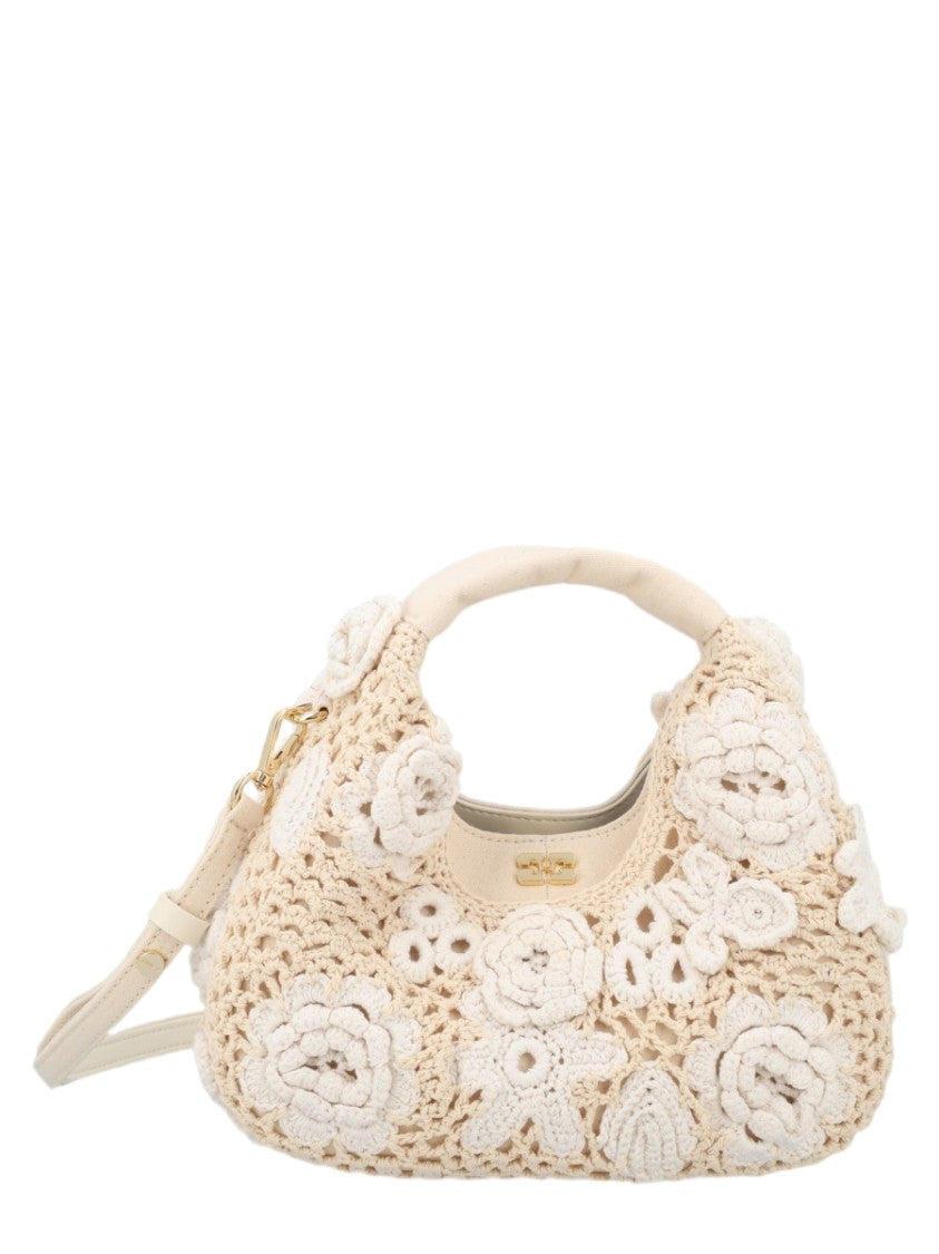 Ganni Mini Floral Crochet Cotton Bag