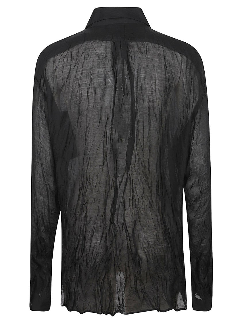 La Piscine Translucent Crinkled Black Shirt