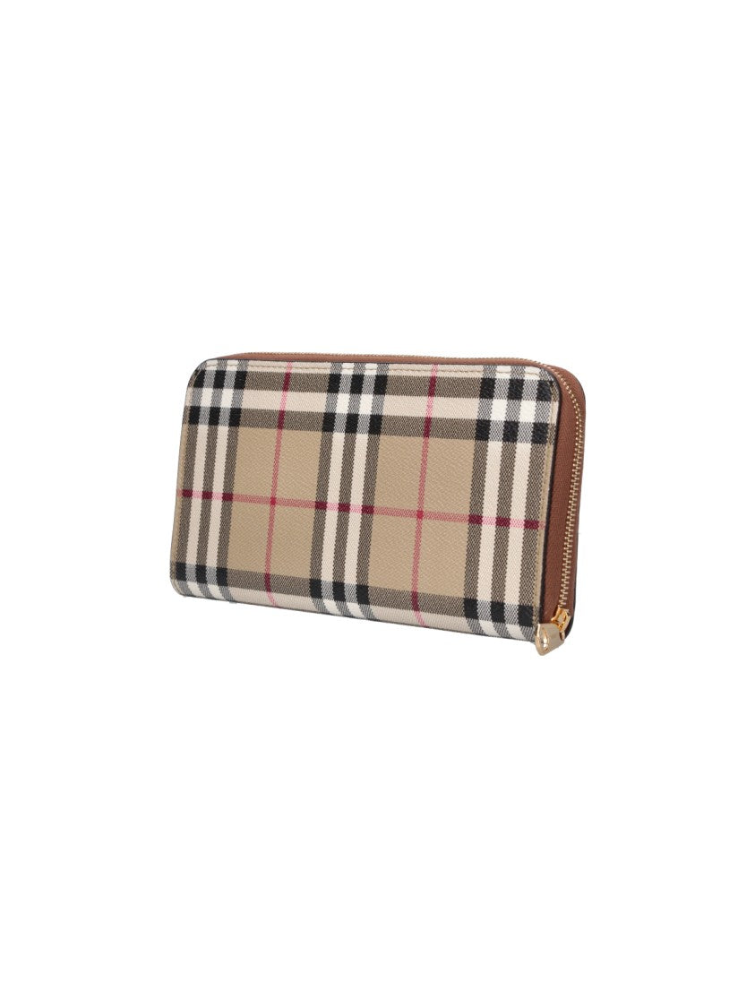 Burberry Beige Check Zip-Around Wallet