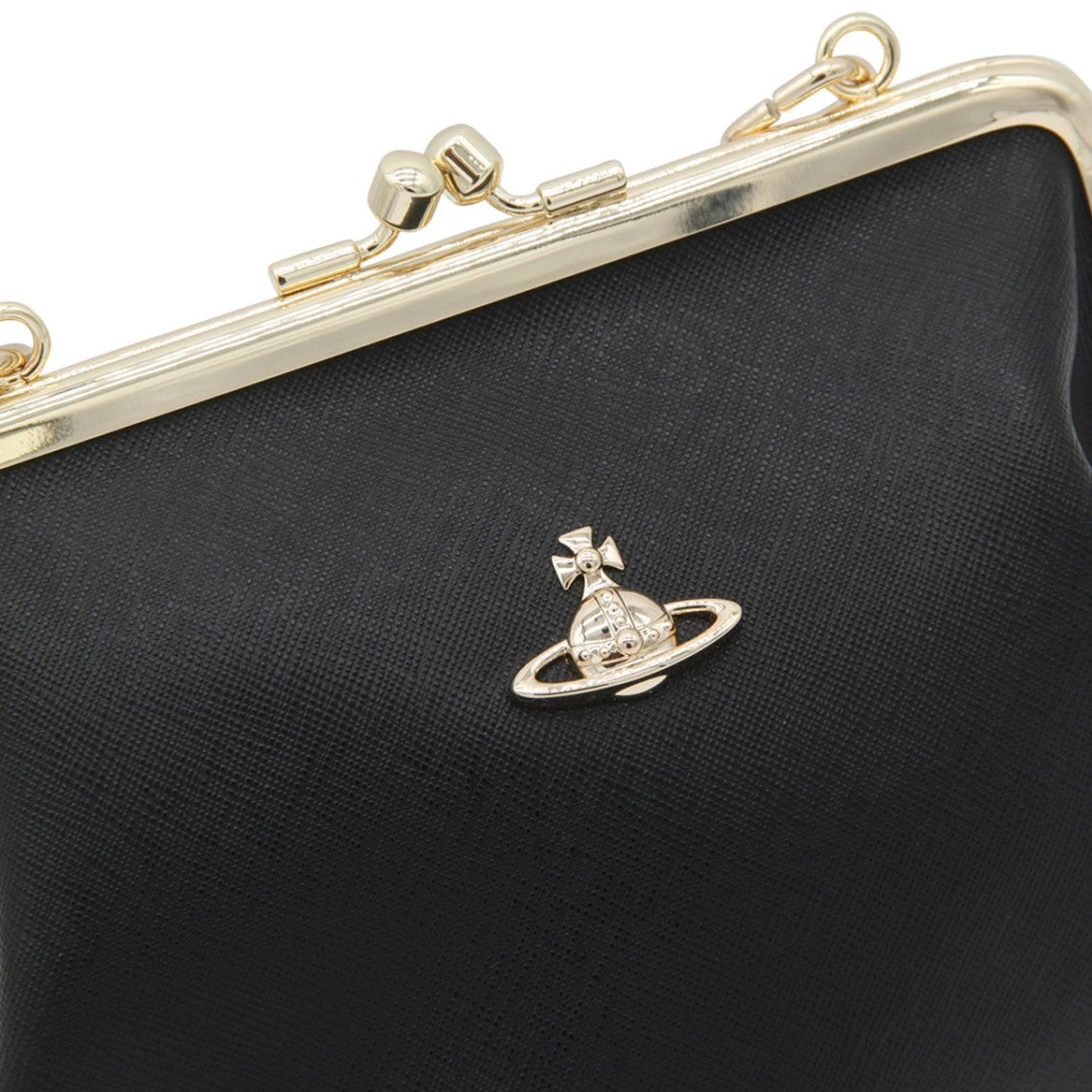 Vivienne Westwood Structured Black Bag With Metallic Frame And Chain Strap