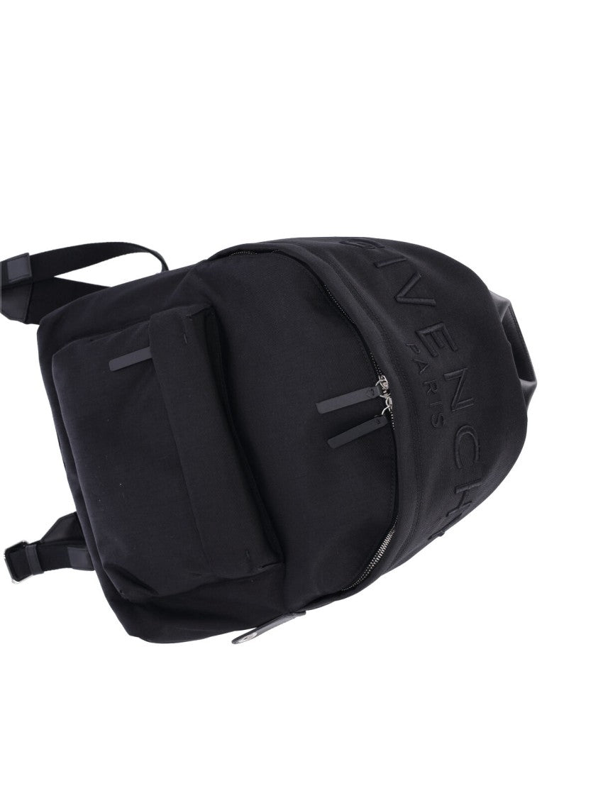 Givenchy Black Cargo Embroidered Logo Canvas Backpack