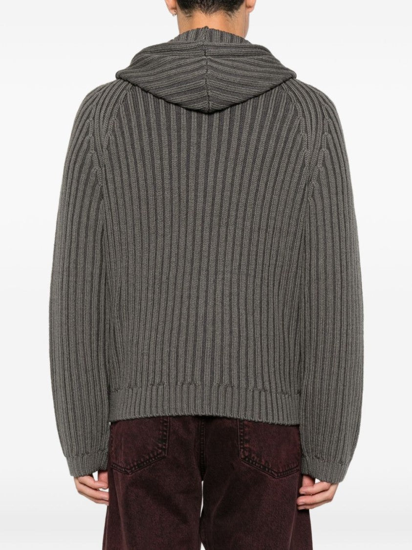 Our Legacy Ribbed Knit Hooded Zip Sweater