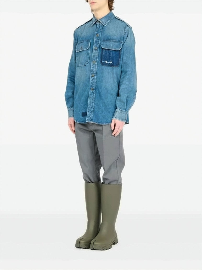 Maison Margiela Denim Long-Sleeve Shirt With Classic Collar And Chest Pockets