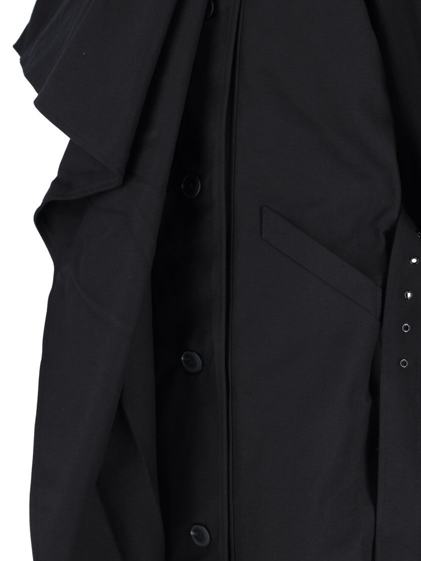 Entire Studios Black Asymmetrical Cape Overlay Jacket