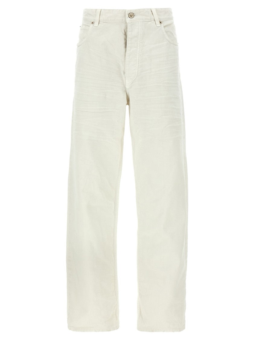 Balenciaga Vintage Wrinkled Cotton Denim Jeans
