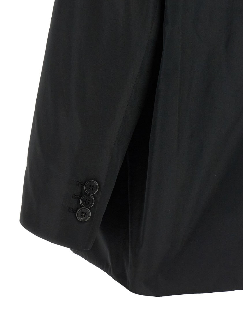 Prada Double-Breasted Taffeta Jacket With Mirror Lapels