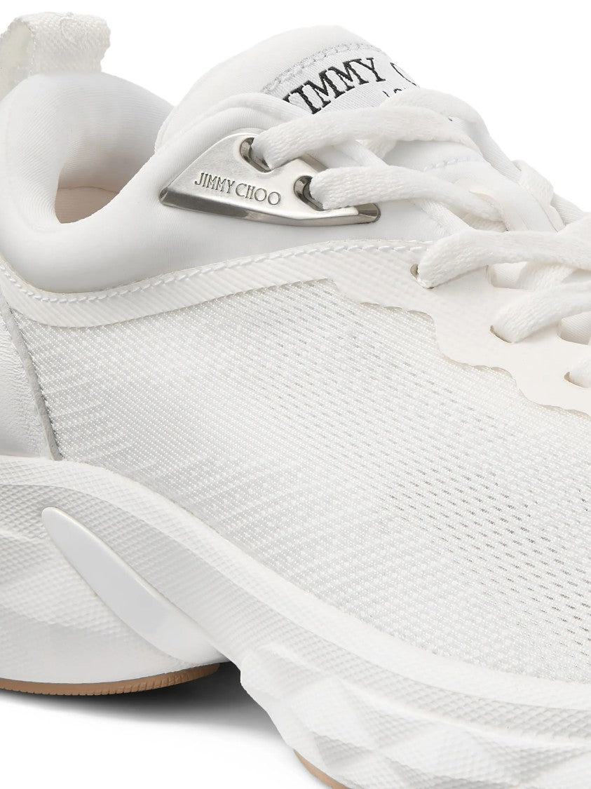 Jimmy Choo White Diamond Sculpted Mesh Sneakers