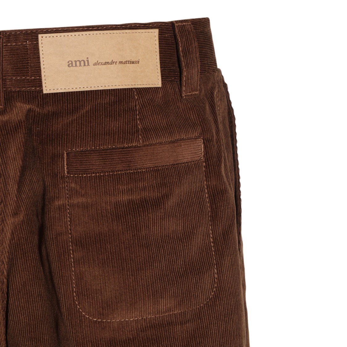 Ami Paris Brown Straight-Leg Corduroy Pants
