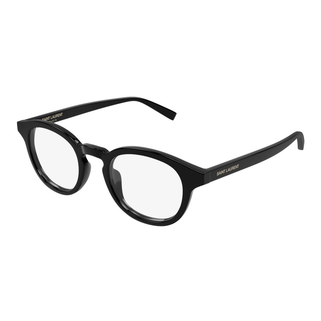 Saint Laurent Classic Round Frame Eyeglasses With Glossy Black Finish