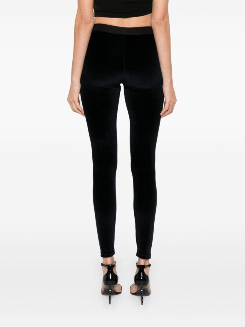 Tom Ford Stretch Velour Leggings Midnight Blue Waistband
