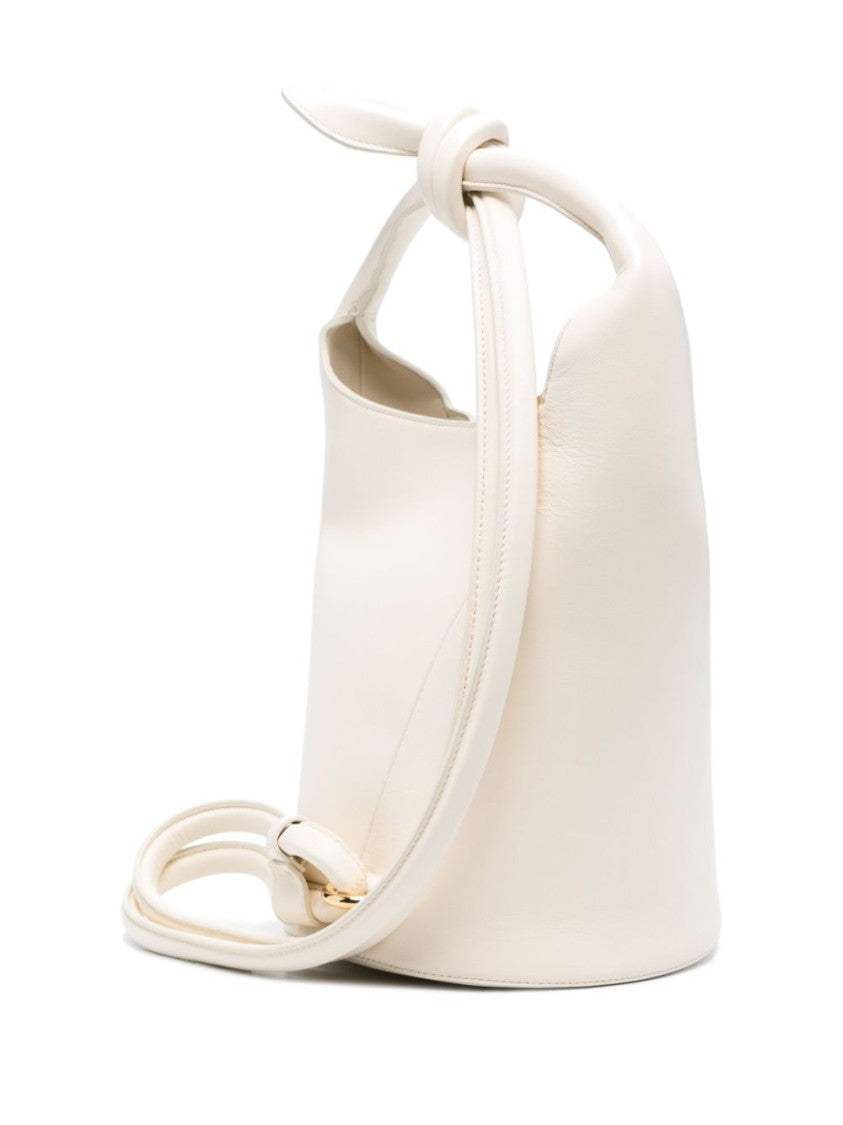 Jacquemus Ivory White Grained Calf Leather Structured Bag