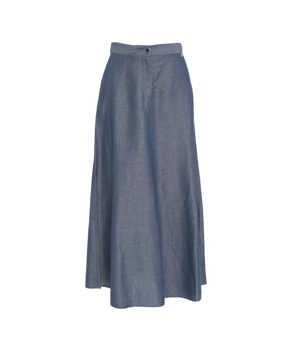 Liu Jo High-Waisted Flared Linen Blend Skirt