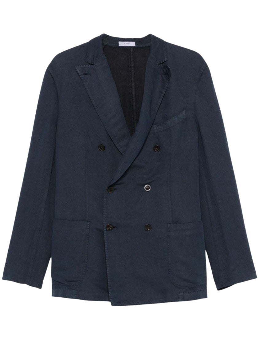 Boglioli Navy Blue Double-Breasted Cotton Jacket