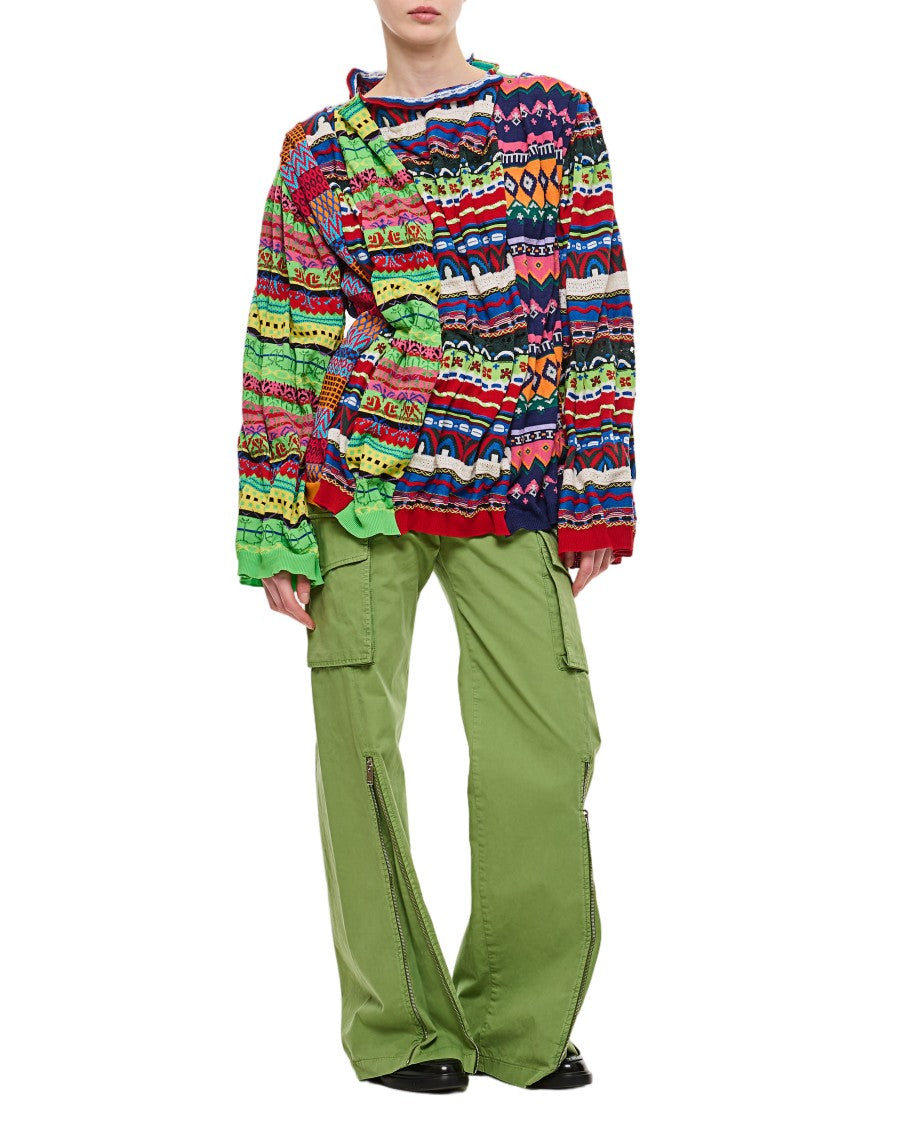 Comme Des Garçons Multicolor Patchwork Sweater With Draped Effect